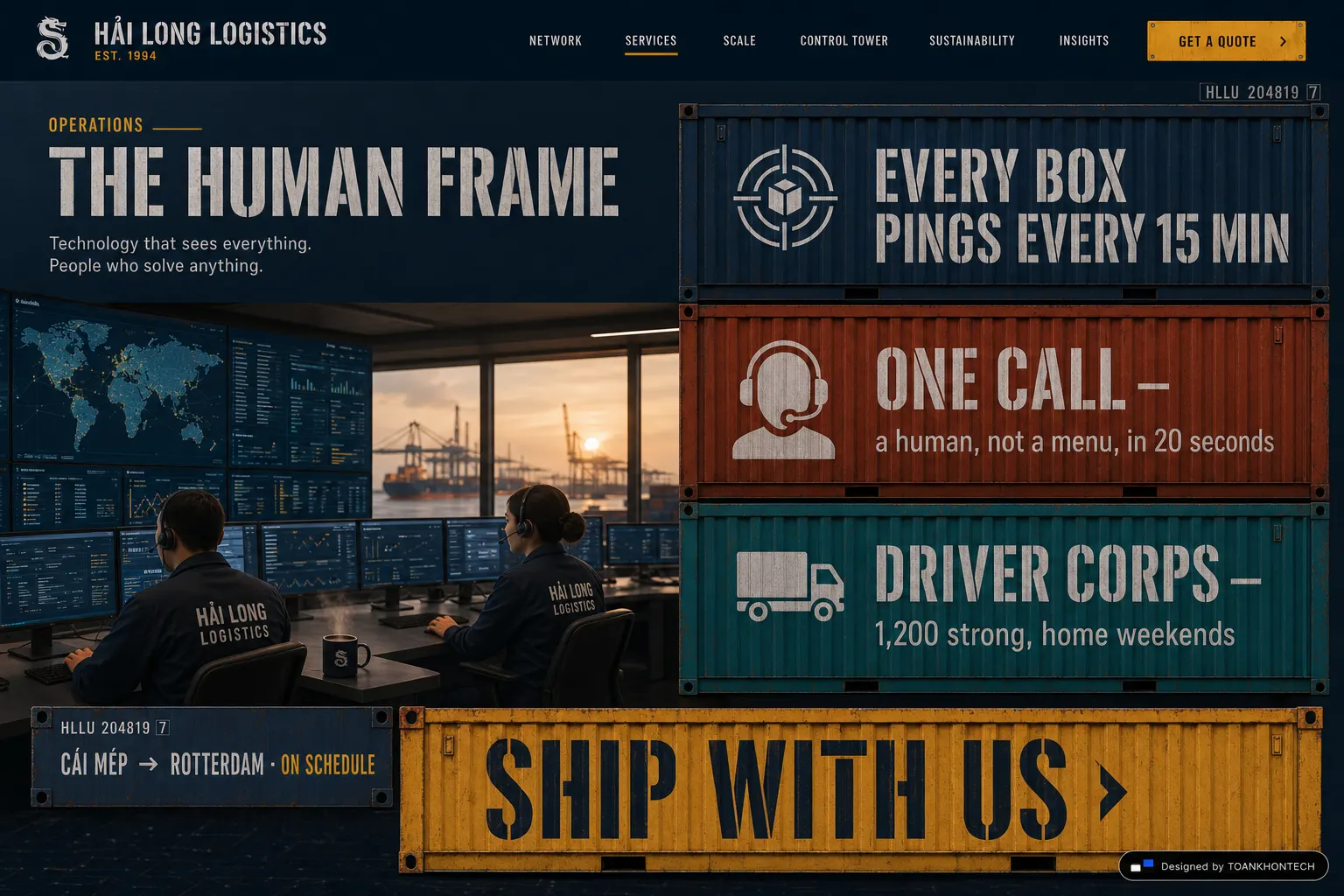 HẢI LONG LOGISTICS website concept artboard focused on people