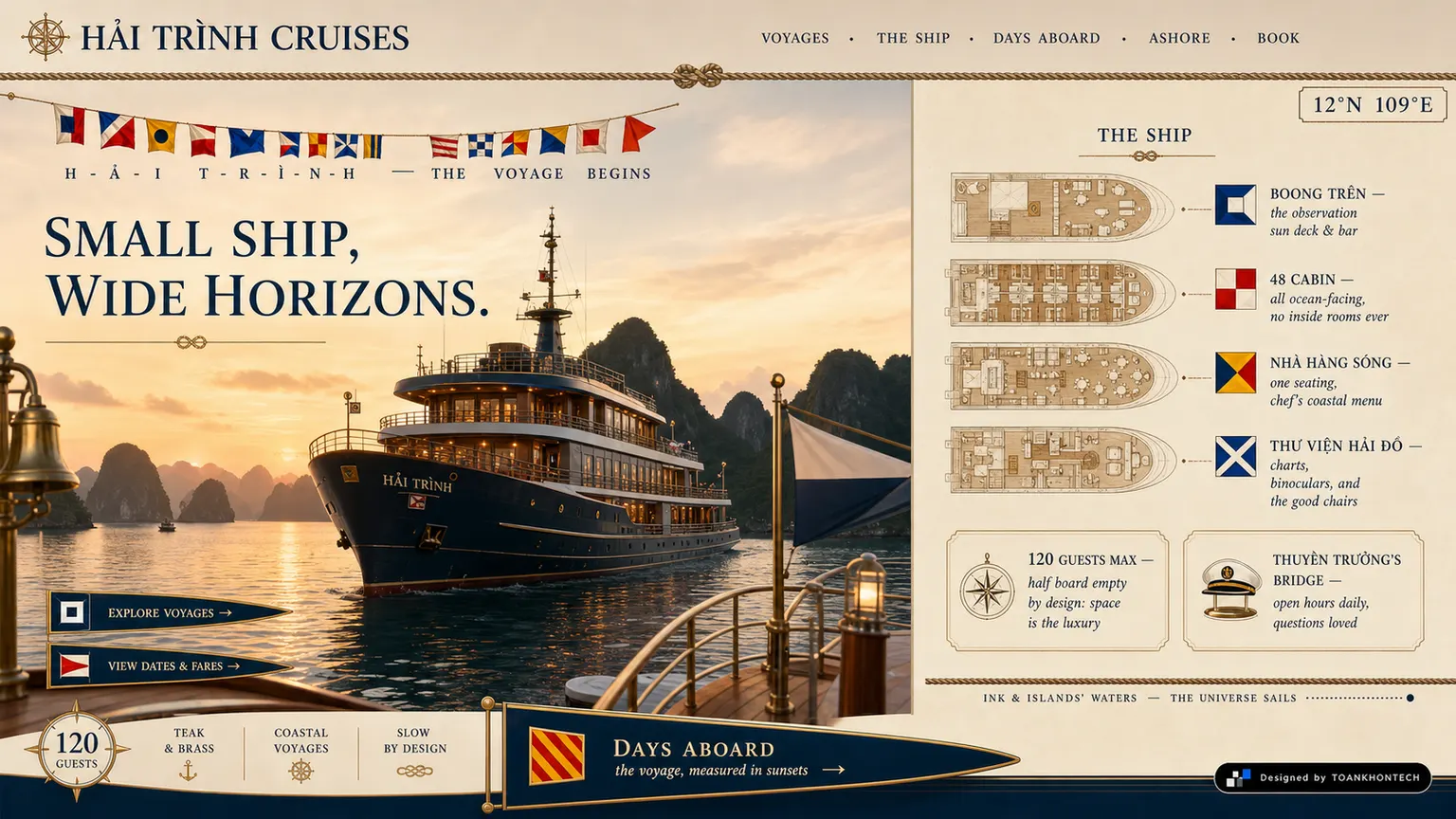 HẢI TRÌNH CRUISES website concept artboard focused on theship