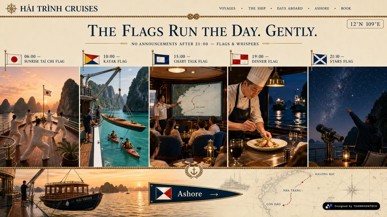 HẢI TRÌNH CRUISES website concept artboard focused on daysaboard
