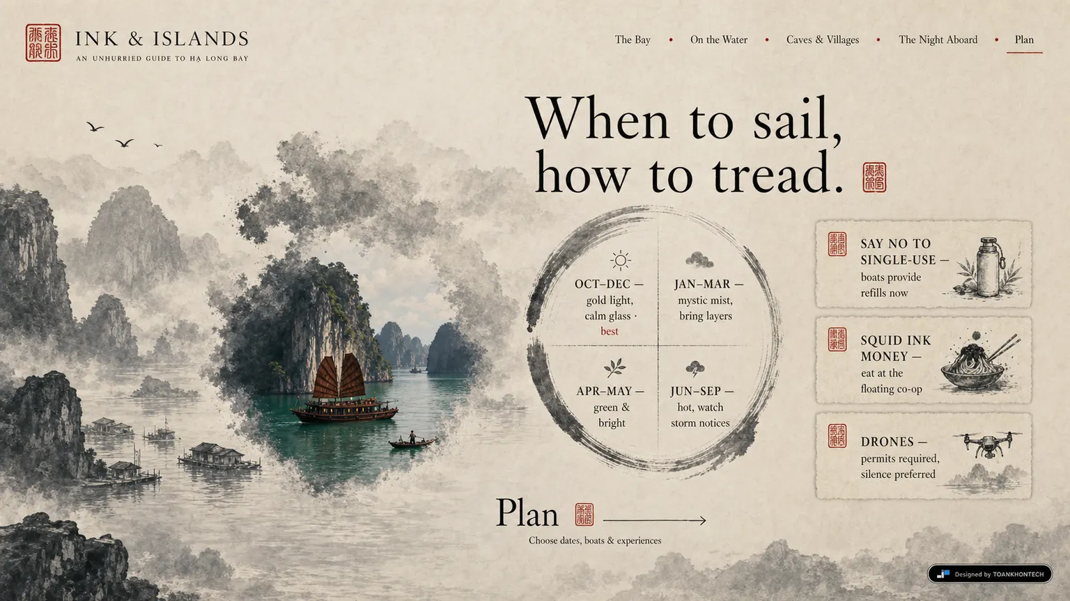INK & ISLANDS website concept artboard focused on seasons