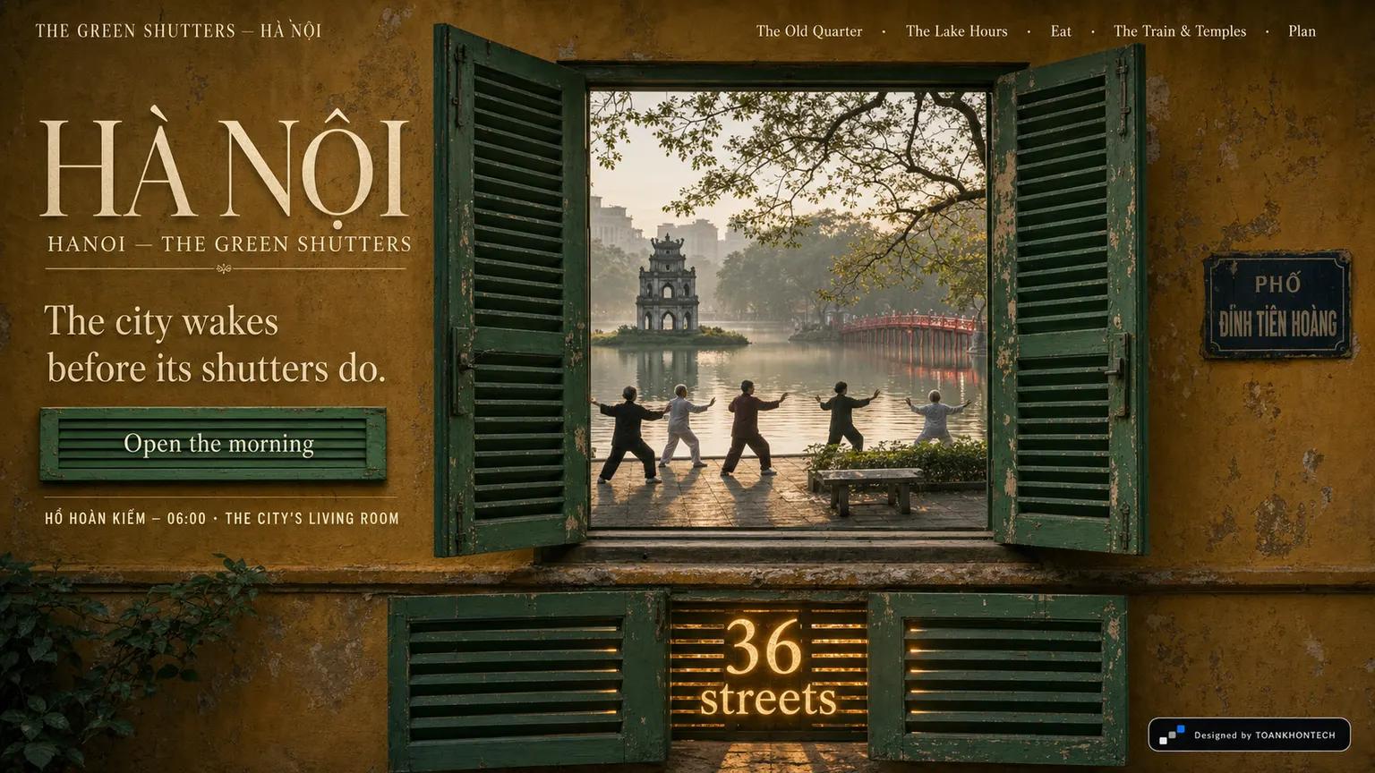 HÀ NỘI — THE GREEN SHUTTERS opening interface — a destination and hospitality platform