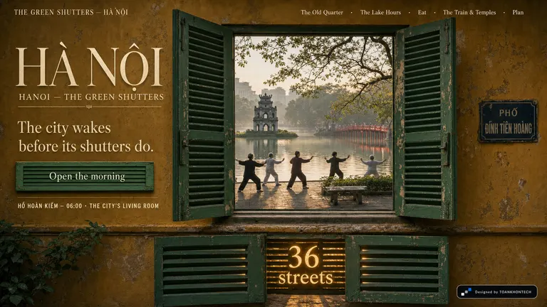 HÀ NỘI — THE GREEN SHUTTERS — The city wakes before its shutters do.