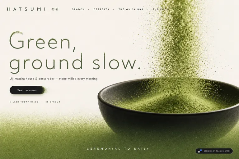 HATSUMI — Uji matcha house & dessert bar — stone-milled every morning.
