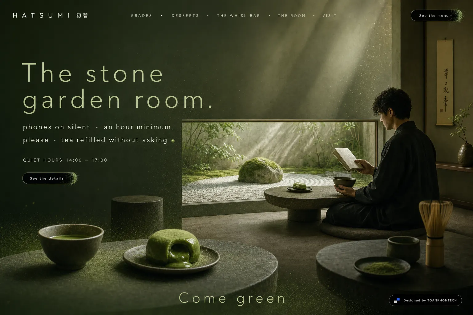 HATSUMI website concept artboard focused on room