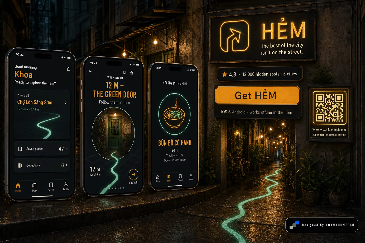 HẺM website concept artboard focused on download