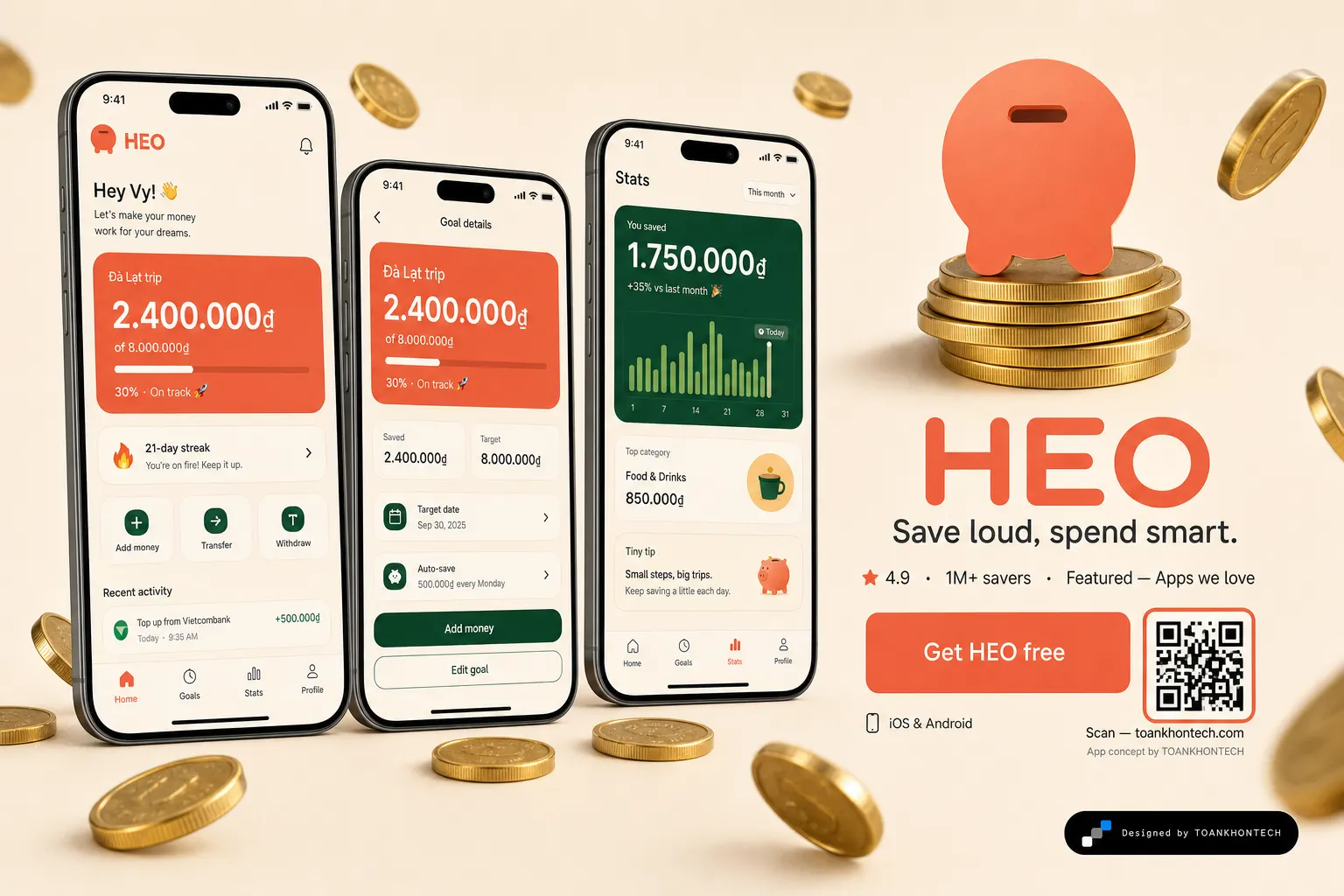 HEO website concept artboard focused on download