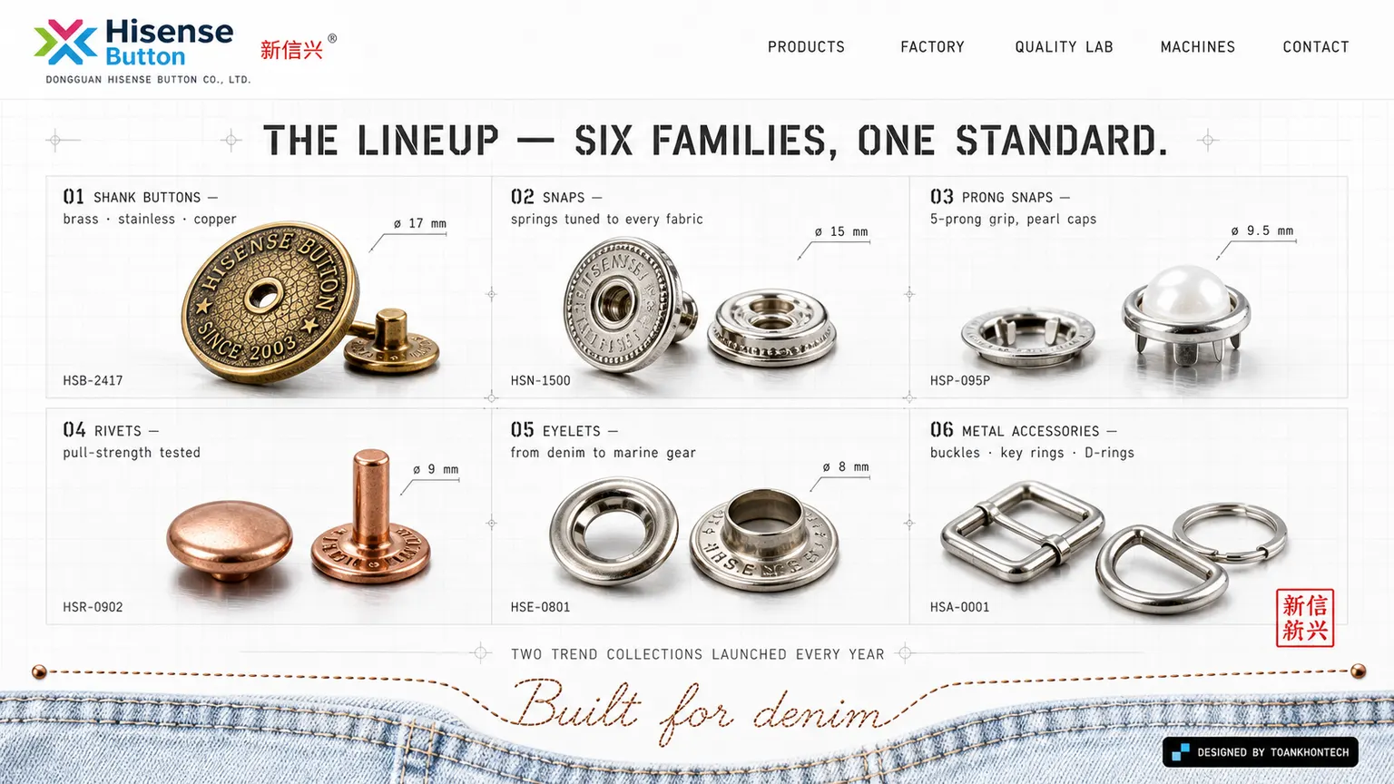Hisense Button 新信兴 website concept artboard focused on products