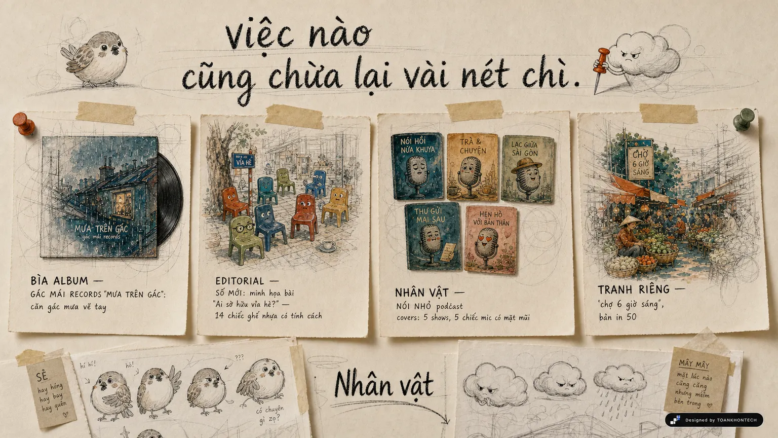 HỌA MI website concept artboard focused on selectedwork