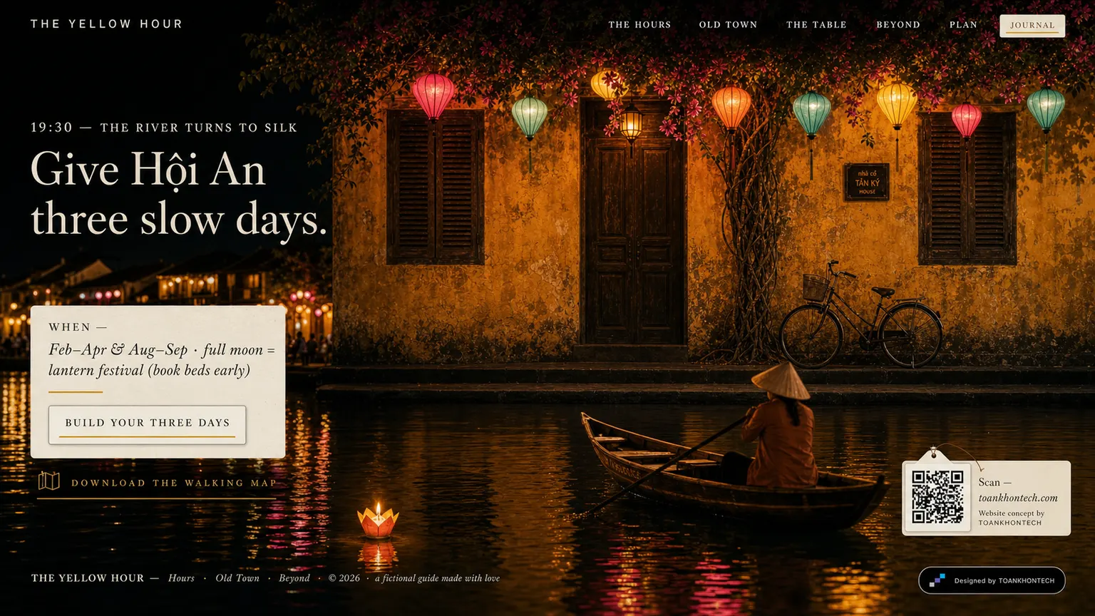 THE YELLOW HOUR website concept artboard focused on closing invitation