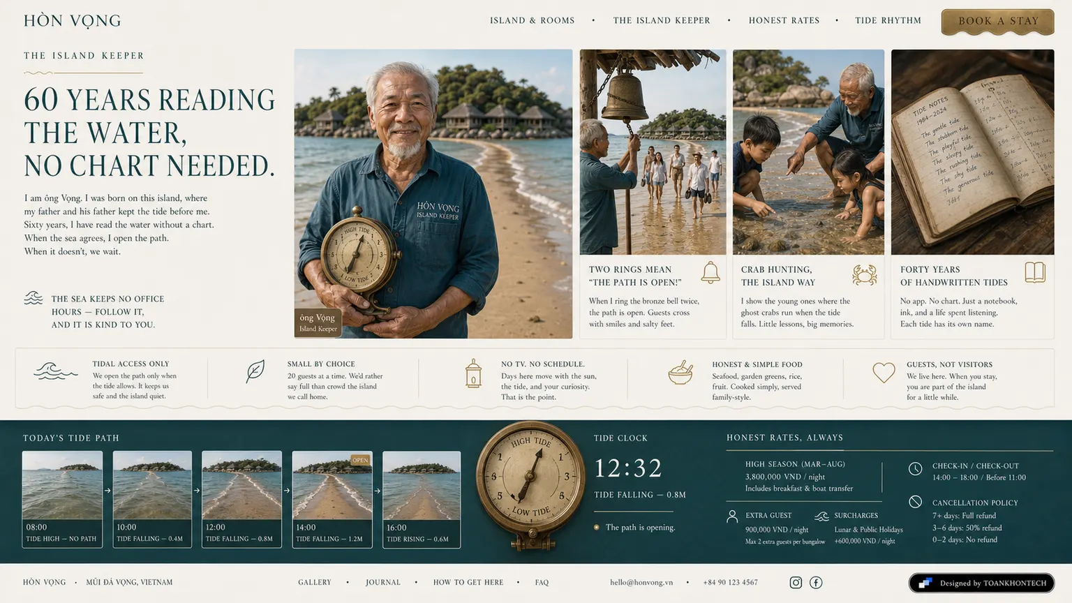 HÒN VỌNG website concept artboard focused on hosting practice