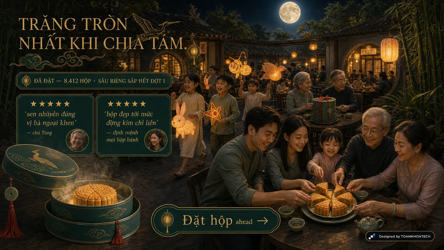 CRANE & CLOUD · TRUNG THU website concept artboard focused on proof