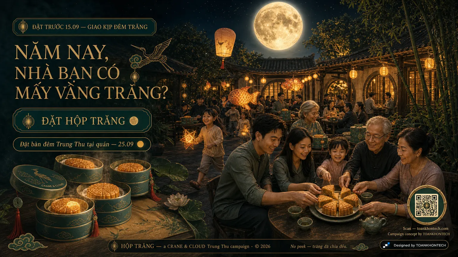 CRANE & CLOUD · TRUNG THU website concept artboard focused on closing invitation
