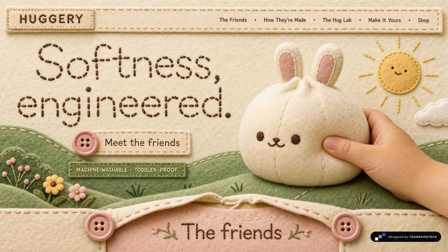 HUGGERY opening interface — a consumer product website