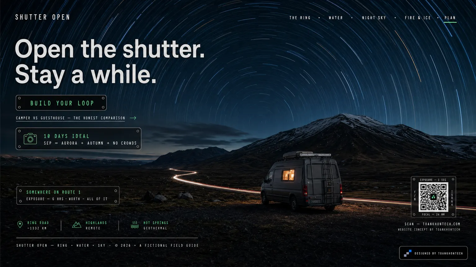 SHUTTER OPEN website concept artboard focused on closing invitation