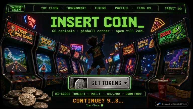 INSERT COIN_ — 60 cabinets, pinball corner, open till 2AM.