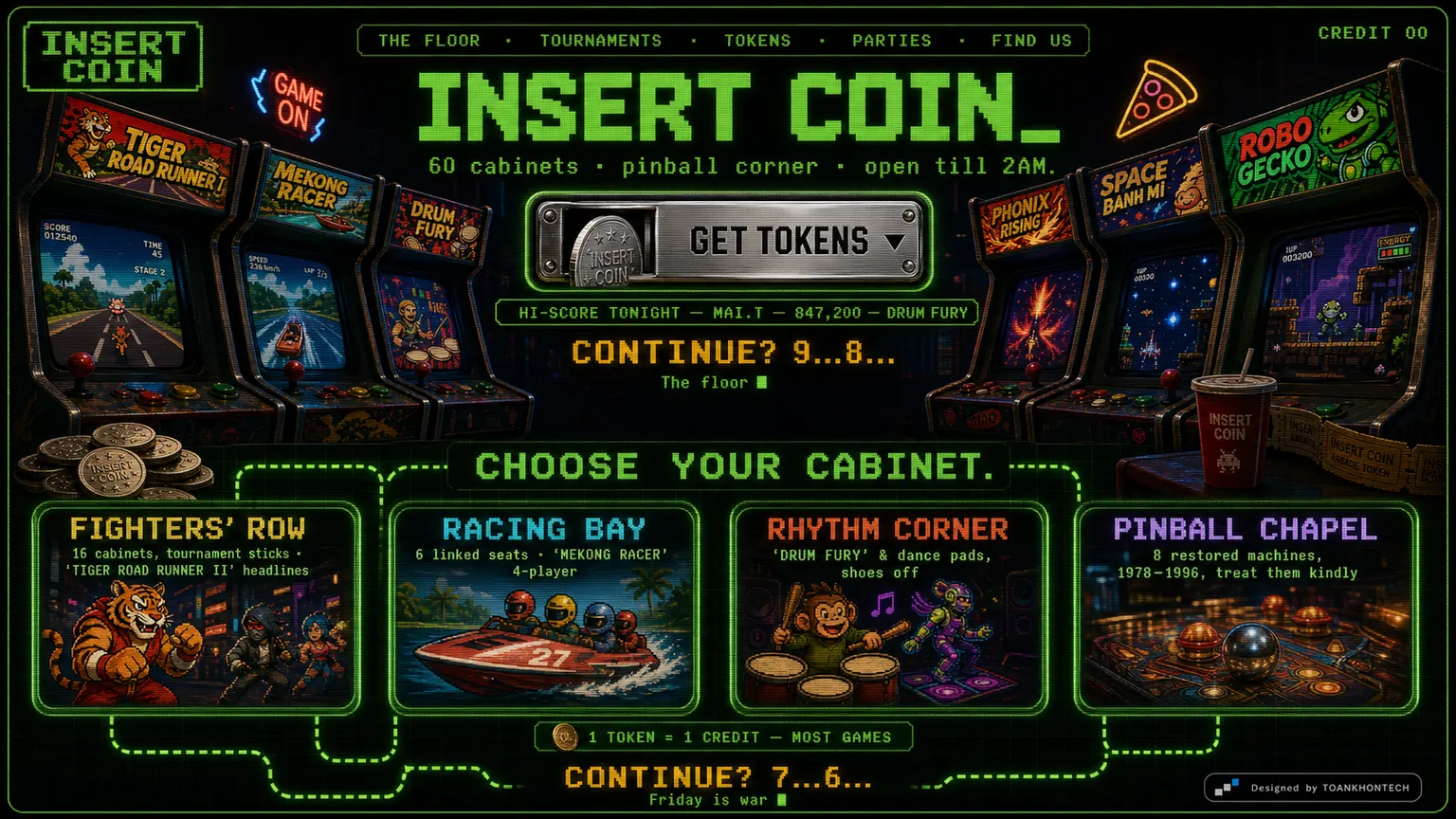 INSERT COIN_ website concept artboard focused on floor
