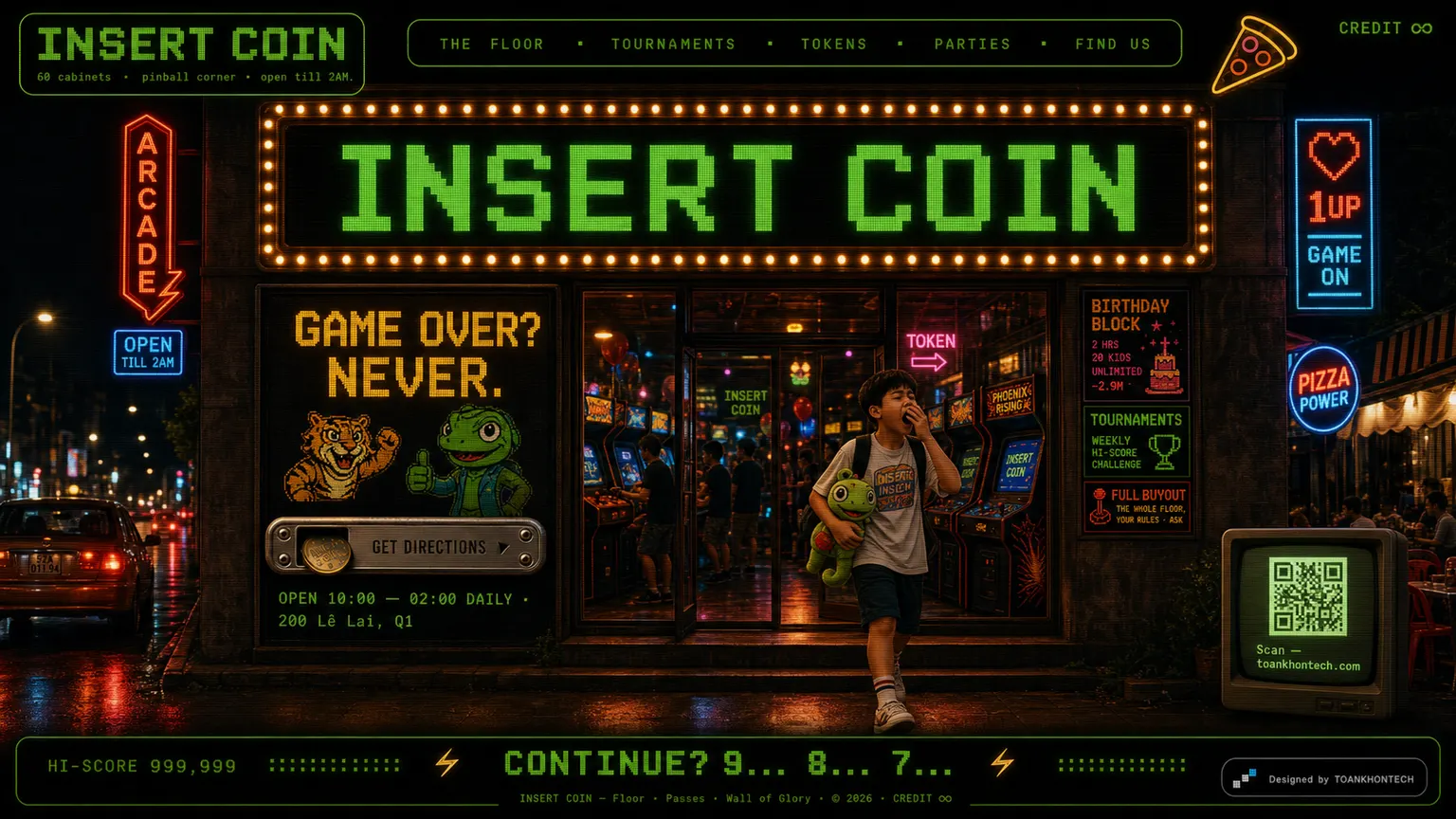 INSERT COIN_ website concept artboard focused on closing invitation