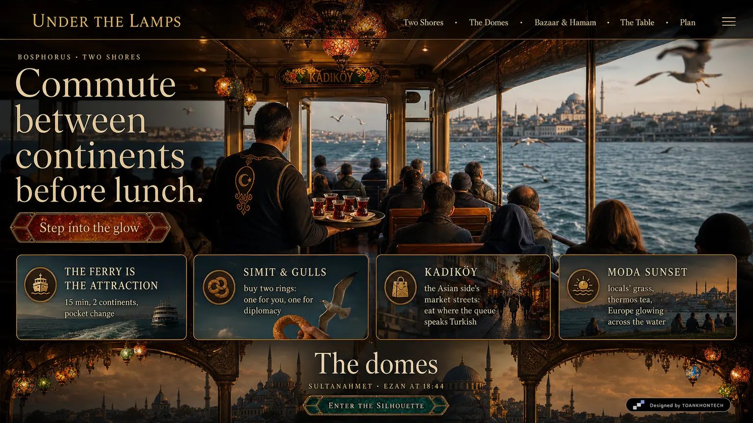UNDER THE LAMPS website concept artboard focused on twoshores