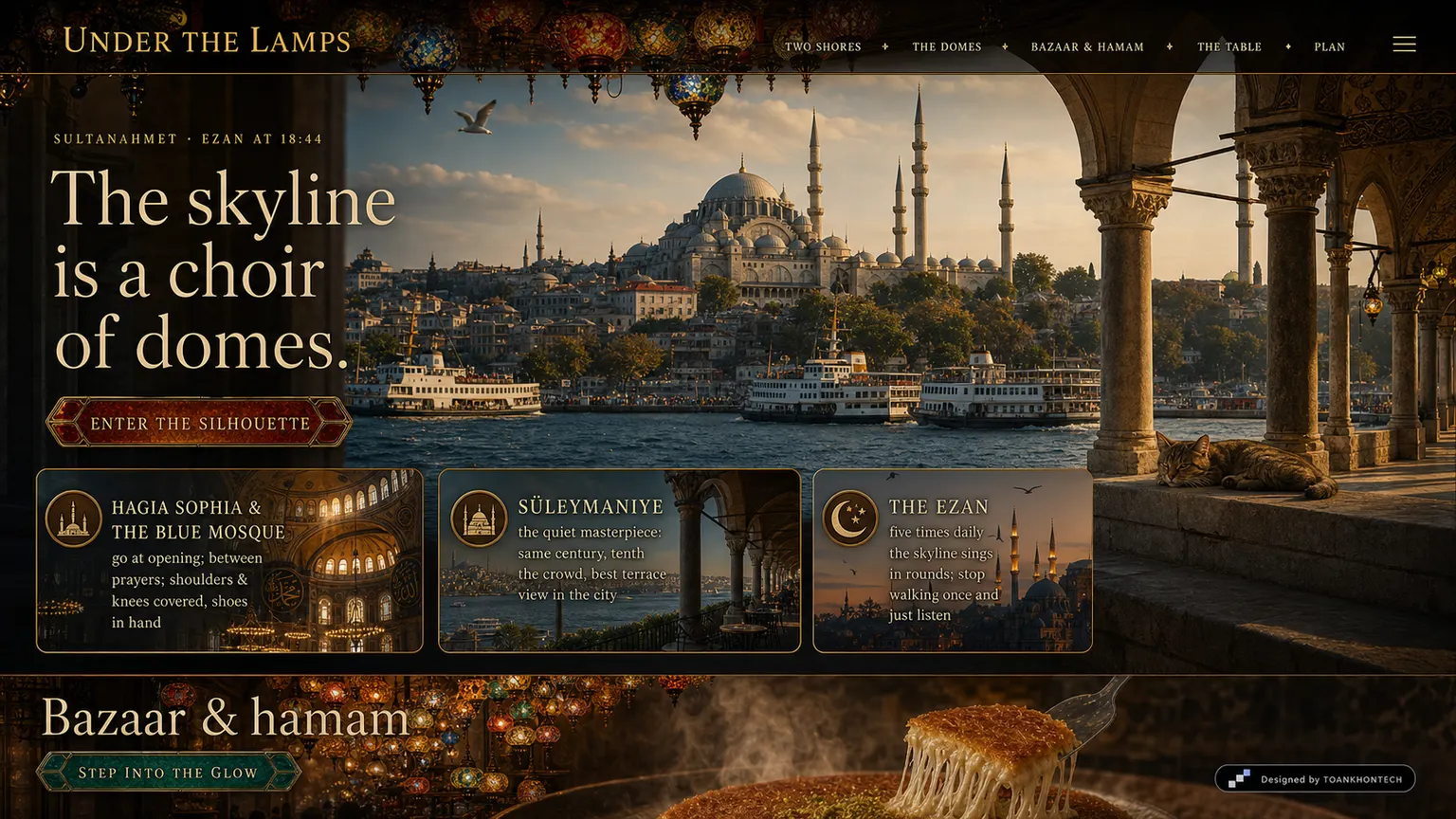 UNDER THE LAMPS website concept artboard focused on domes