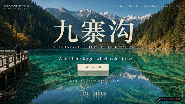 九寨沟 — THE COLORED WATERS — Water here forgot which color to be.