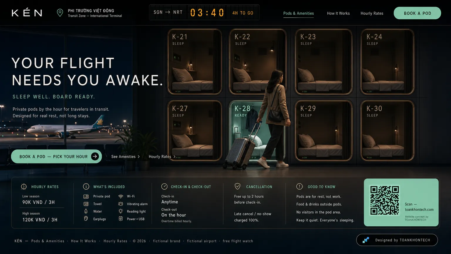KÉN website concept artboard focused on closing invitation