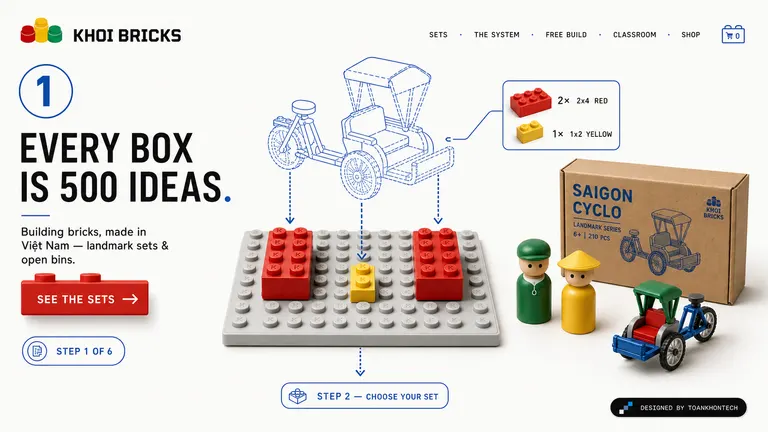 KHOI BRICKS — Building bricks, made in Việt Nam — landmark sets & open bins.