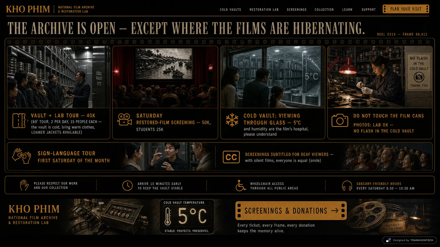 KHO PHIM website concept artboard focused on visitor journey