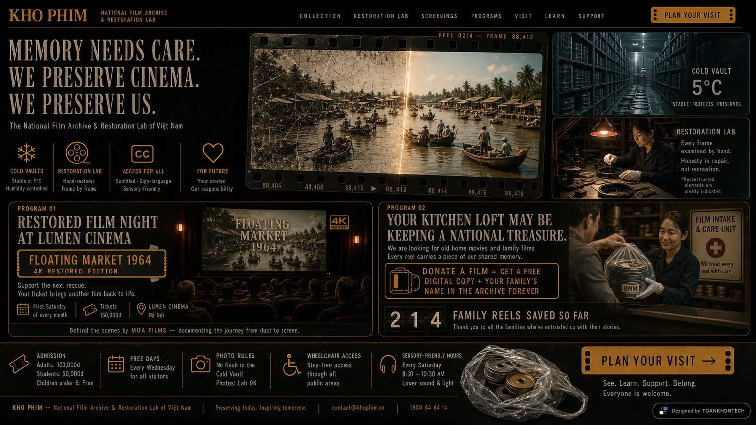 KHO PHIM website concept artboard focused on programme and events
