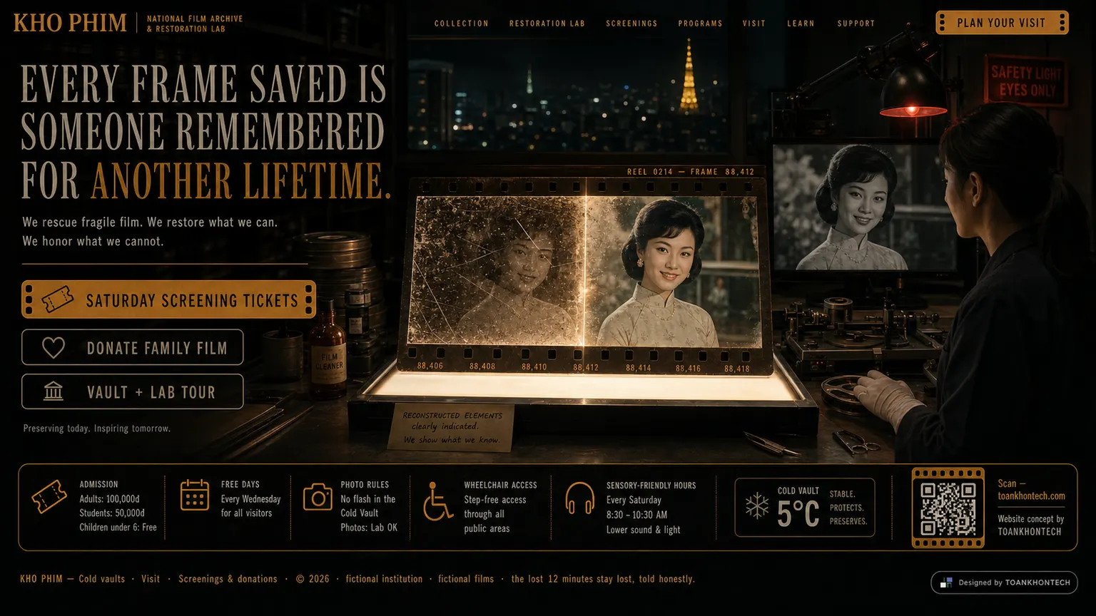 KHO PHIM website concept artboard focused on closing invitation