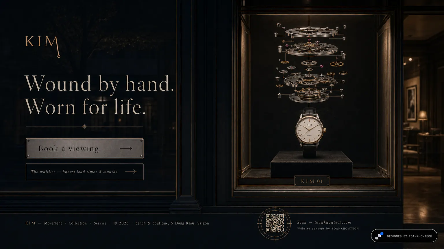 KIM website concept artboard focused on closing invitation