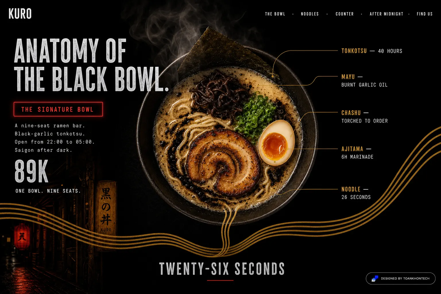 KURO website concept artboard focused on bowl