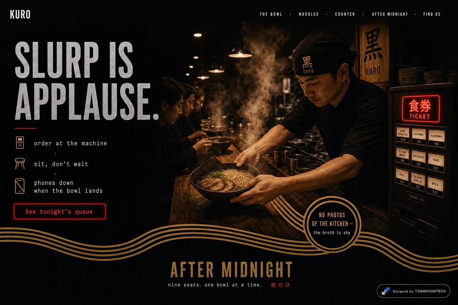 KURO website concept artboard focused on counter