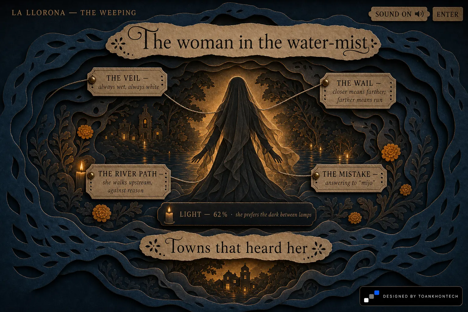 LA LLORONA website concept artboard focused on creature
