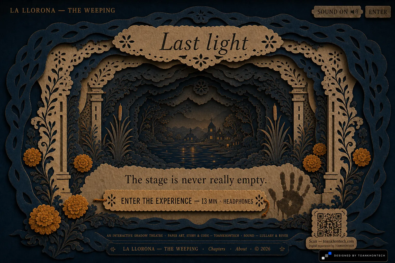 LA LLORONA website concept artboard focused on closing invitation