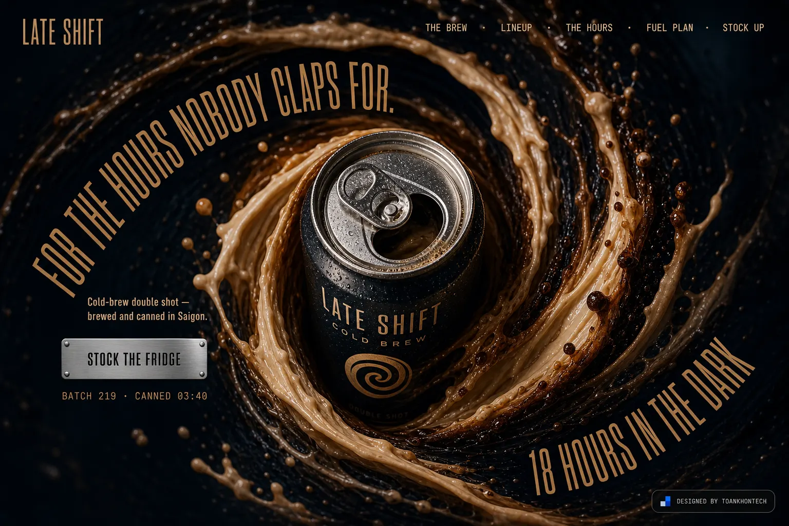 LATE SHIFT opening interface — a consumer product website
