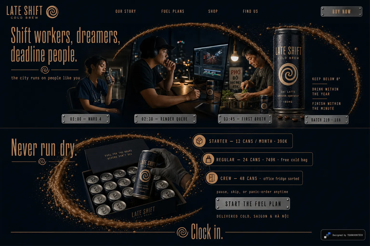 LATE SHIFT website concept artboard focused on fuelplan