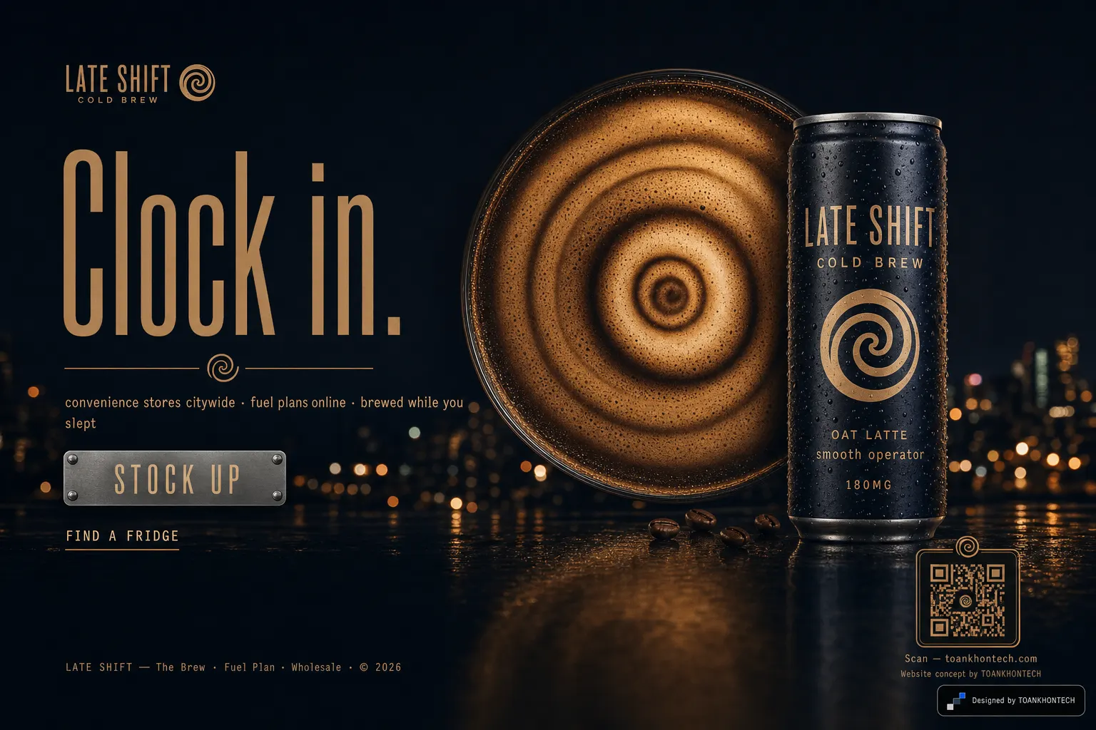 LATE SHIFT website concept artboard focused on closing invitation