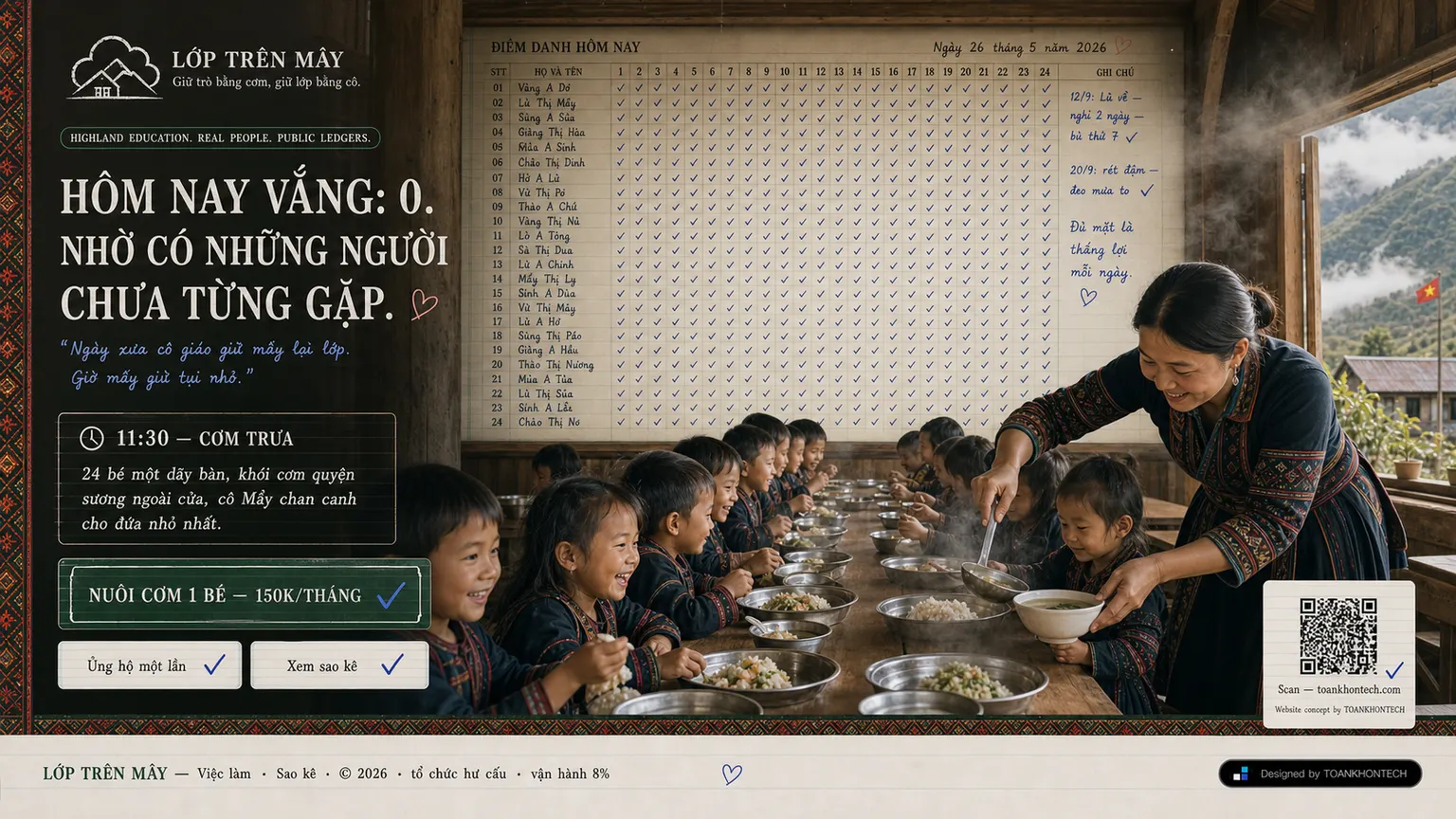 LỚP TRÊN MÂY website concept artboard focused on closing invitation