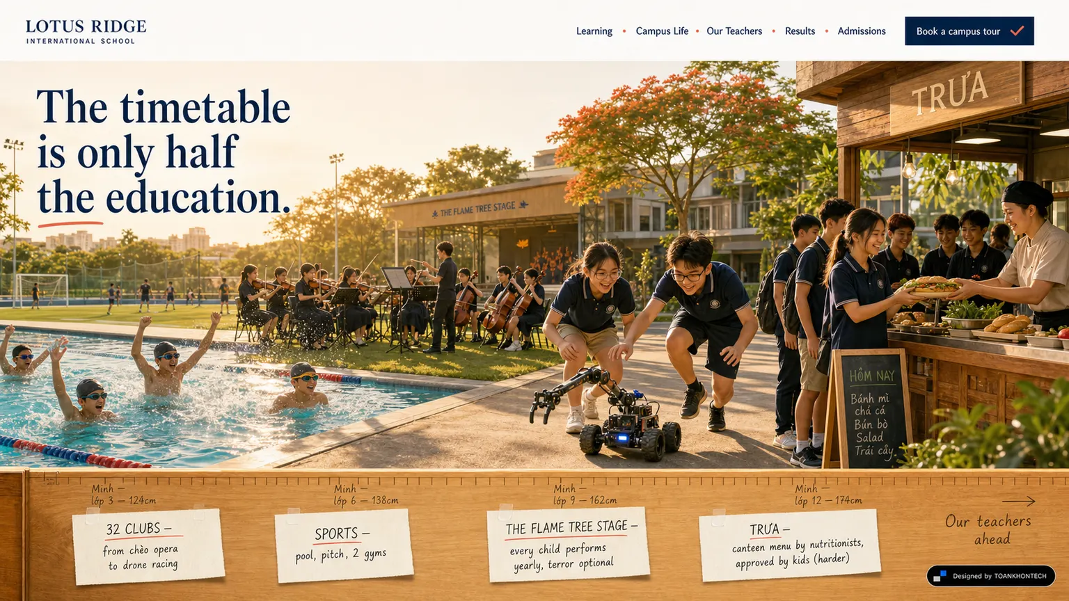 LOTUS RIDGE INTERNATIONAL SCHOOL website concept artboard focused on campuslife
