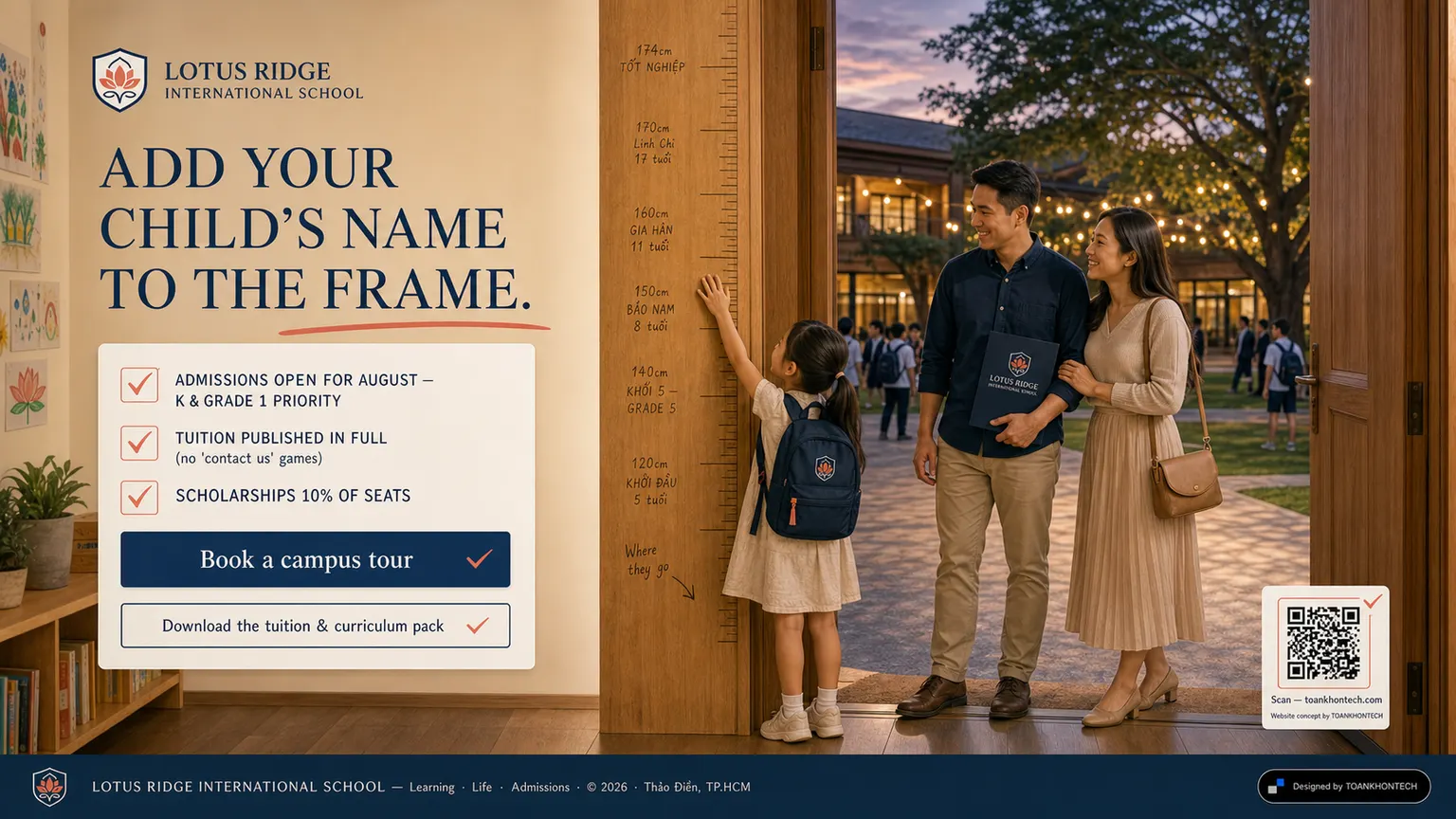 LOTUS RIDGE INTERNATIONAL SCHOOL website concept artboard focused on closing invitation