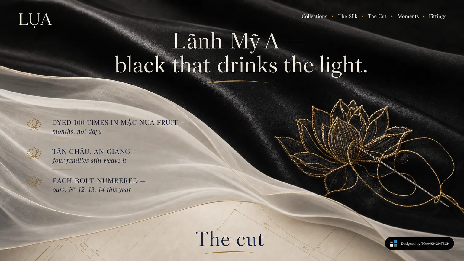 LỤA website concept artboard focused on silk