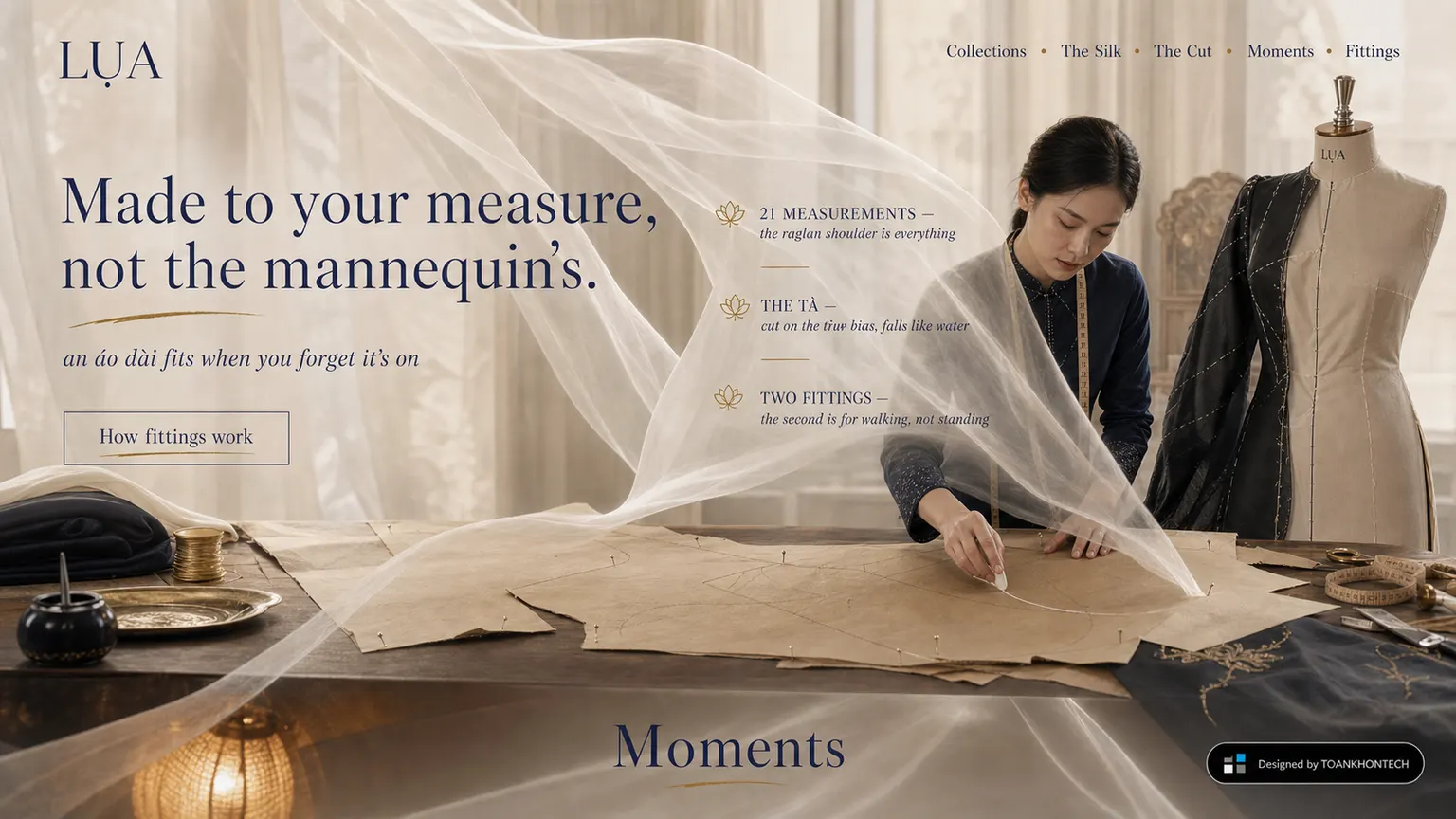 LỤA website concept artboard focused on thecut