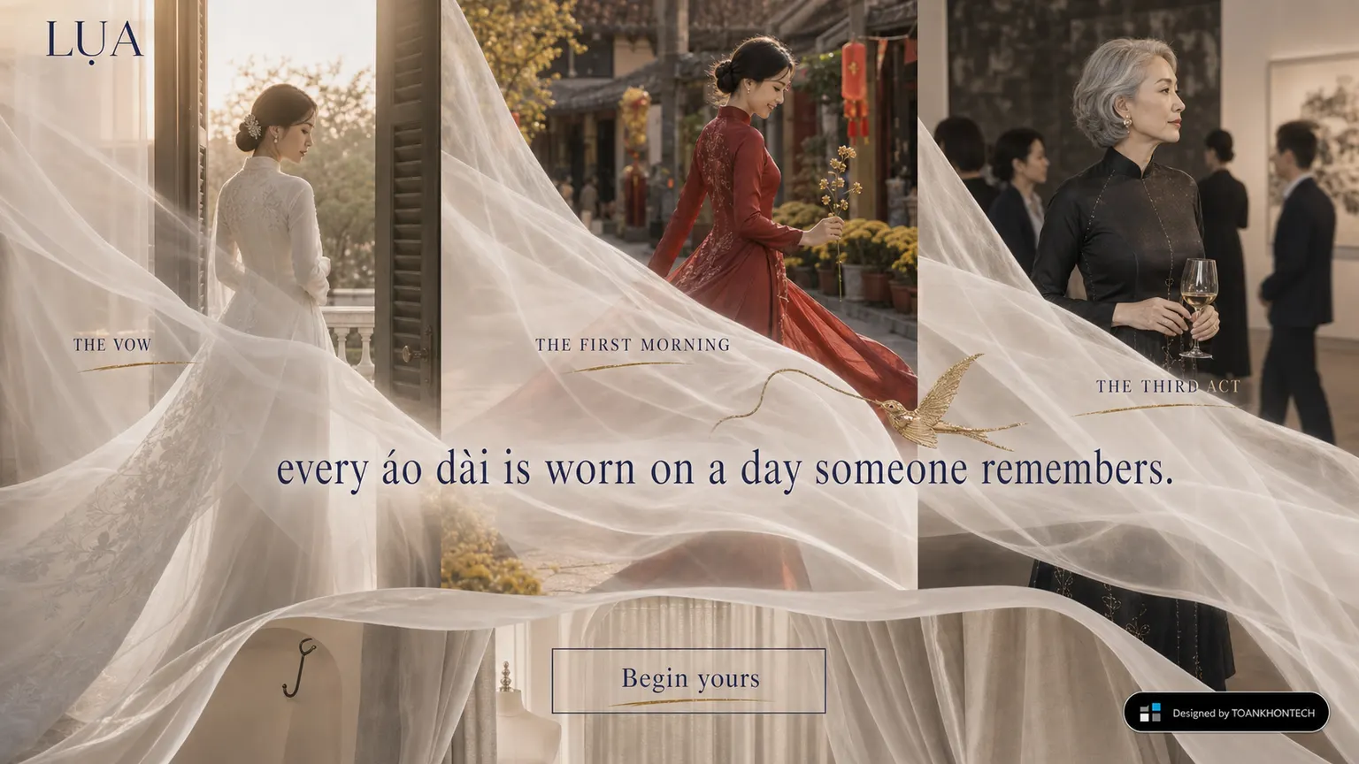 LỤA website concept artboard focused on moments