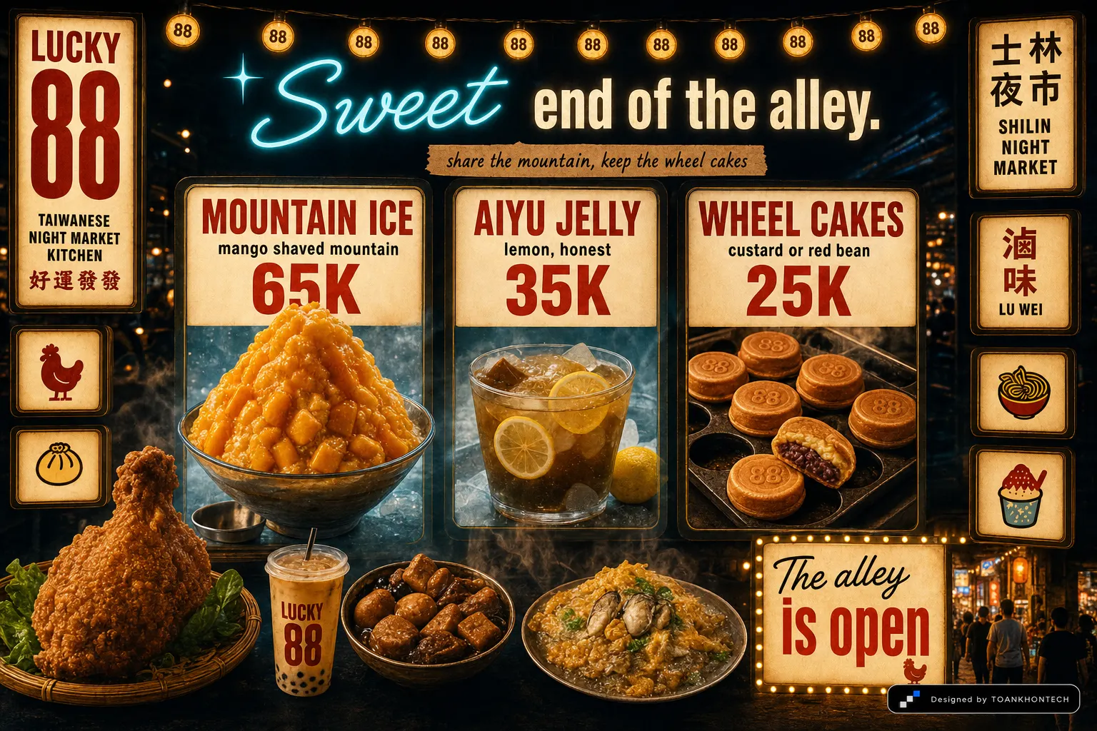 LUCKY 88 website concept artboard focused on sweet