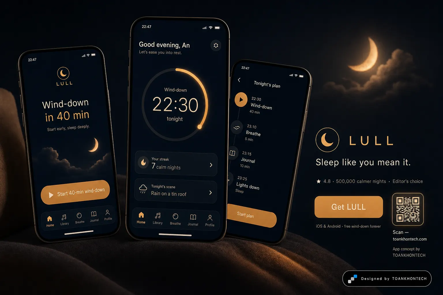 LULL website concept artboard focused on download