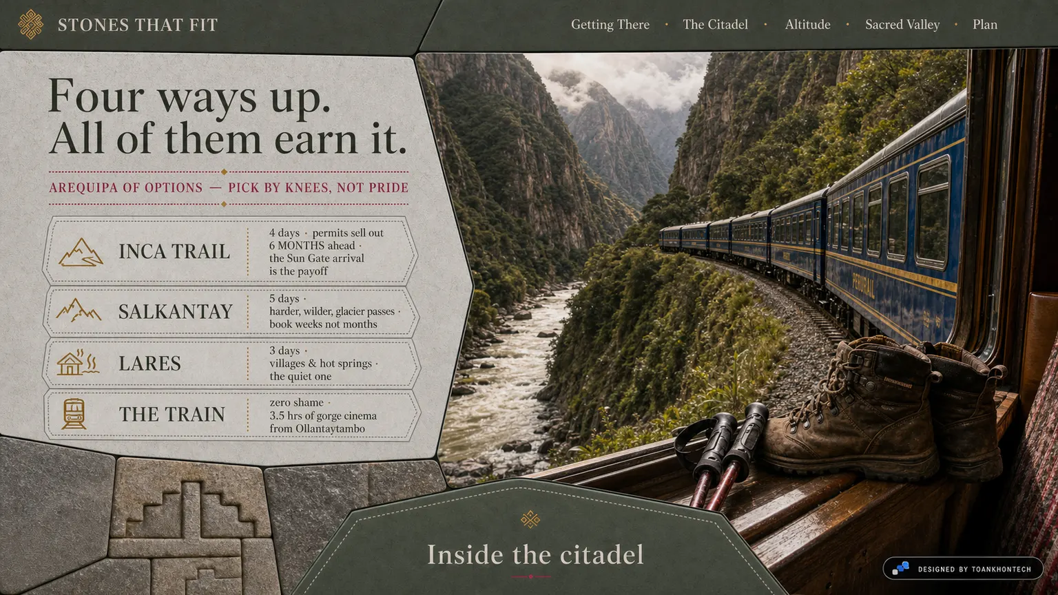 STONES THAT FIT website concept artboard focused on gettingthere