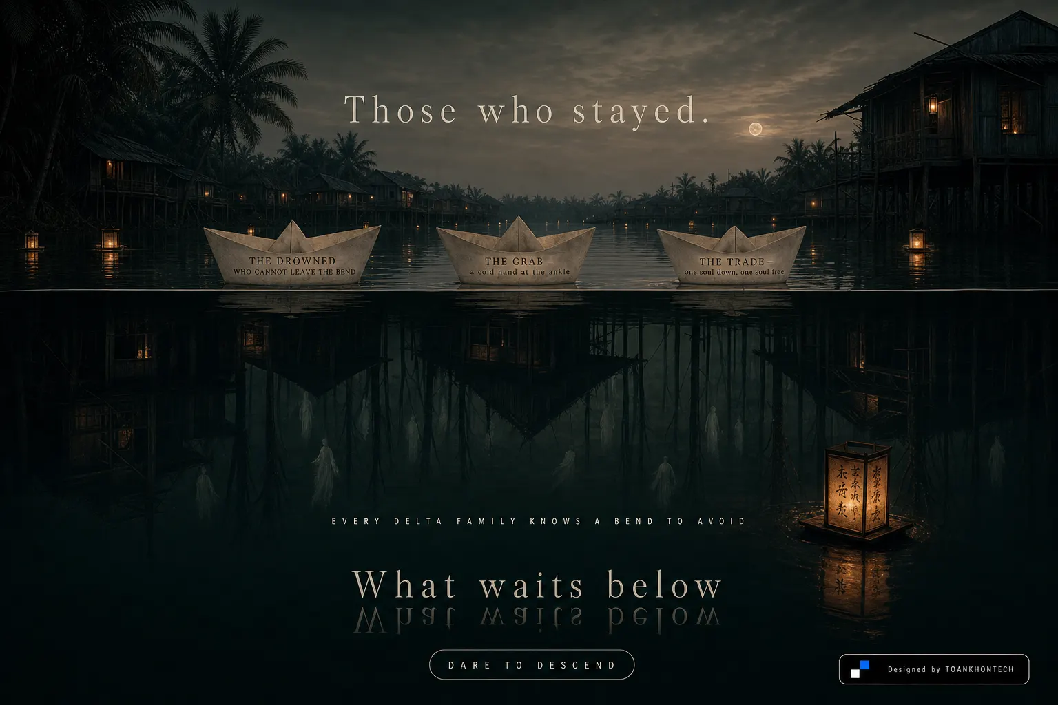 MA DA — UNDER THE WATER website concept artboard focused on place of origin
