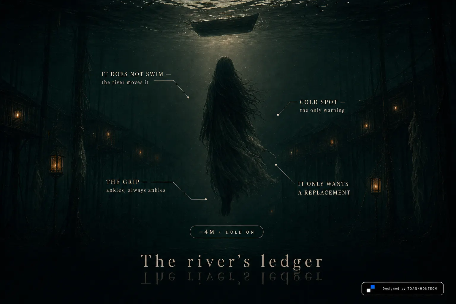 MA DA — UNDER THE WATER website concept artboard focused on creature
