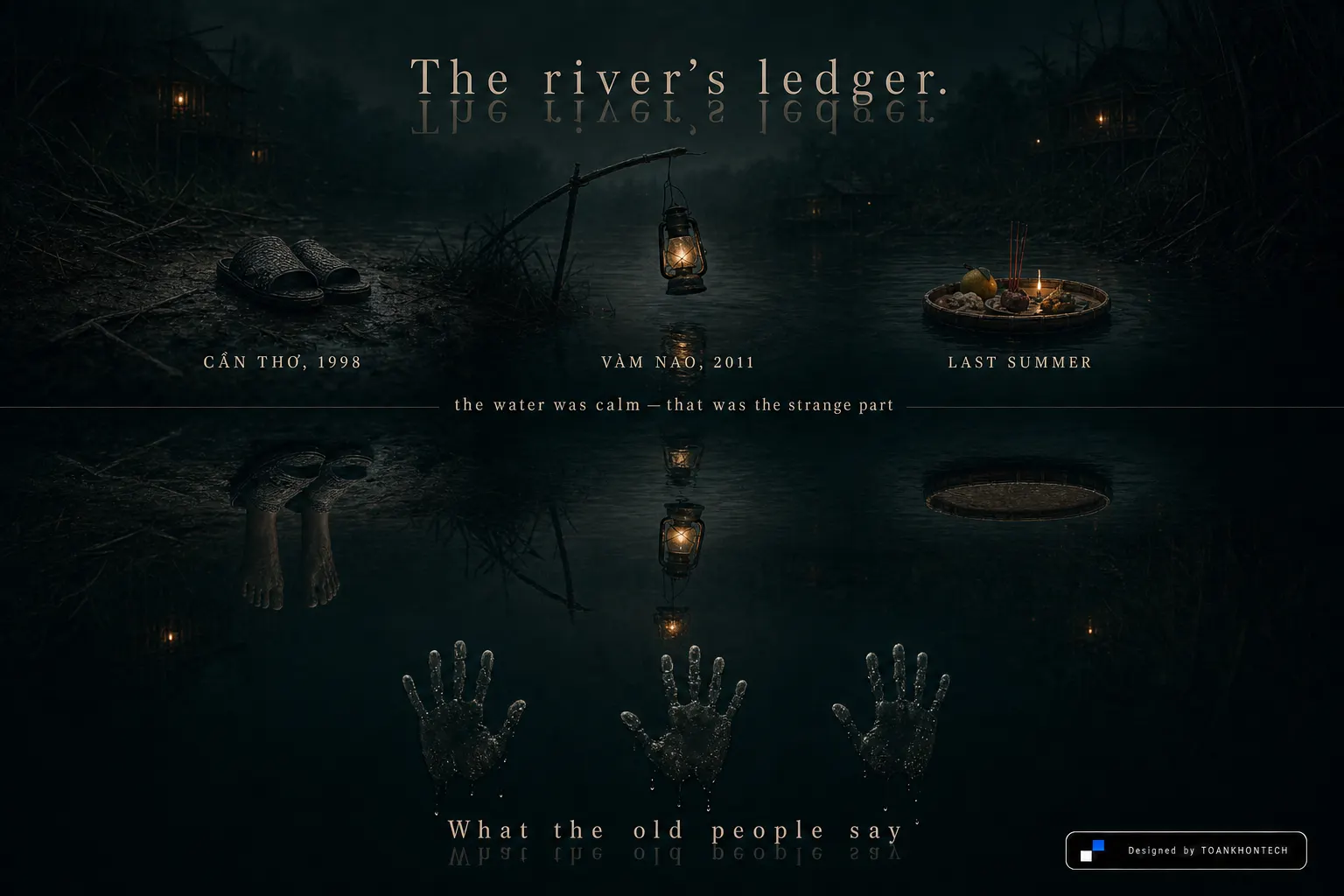 MA DA — UNDER THE WATER website concept artboard focused on encounters