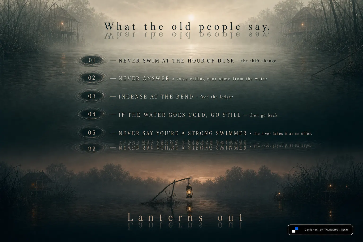 MA DA — UNDER THE WATER website concept artboard focused on survival